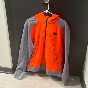 Men’s Hommes North Face Jacket Full Zip Orange & Gray Size- Large